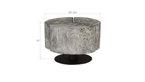 Phillips Collection Clover Chamcha Wood Gray Stone Finish Metal Base Coffee Table