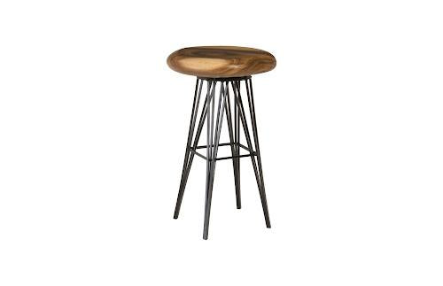Phillips Collection String  on Black Metal Legs Swivel Seat Natural Bar Stool