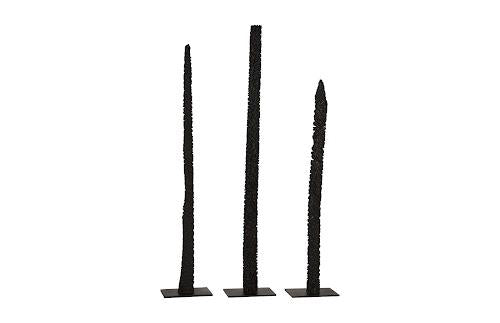 Phillips Collection Post Set of 3 Metal Base Burnt Accent