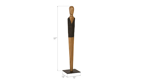 Phillips Collection Vested Male Sculpture Small Chamcha Natural Black Copper Accent