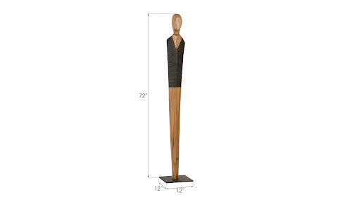 Phillips Collection Vested Male Sculpture Large Chamcha Natural Black Copper Accent