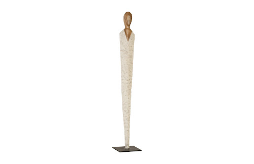 Phillips Collection Vested Female Sculpture Large Chamcha Natural White Gold Accent