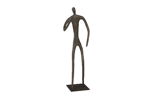 Phillips Collection Abstract Figure on Metal Base Bronze Finish Elbow Bent Accent