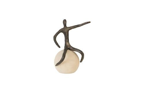 Phillips Collection Abstract Figure on Bleached Wood Base Bronze Finish Extended Straight Arm Accent