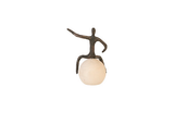Phillips Collection Abstract Figure on Bleached Wood Base Bronze Finish Extended Straight Arm Accent