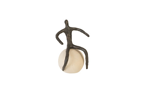 Phillips Collection Abstract Figure on Bleached Wood Base Bronze Finish Accent