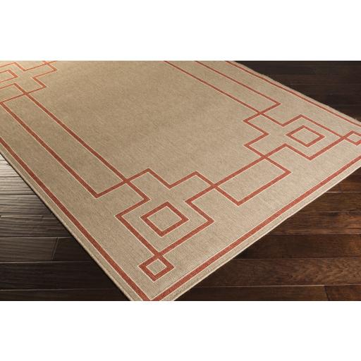 Surya Alfresco ALF-9633 Brick Red Light Beige 2'5" x 7'10" Rug