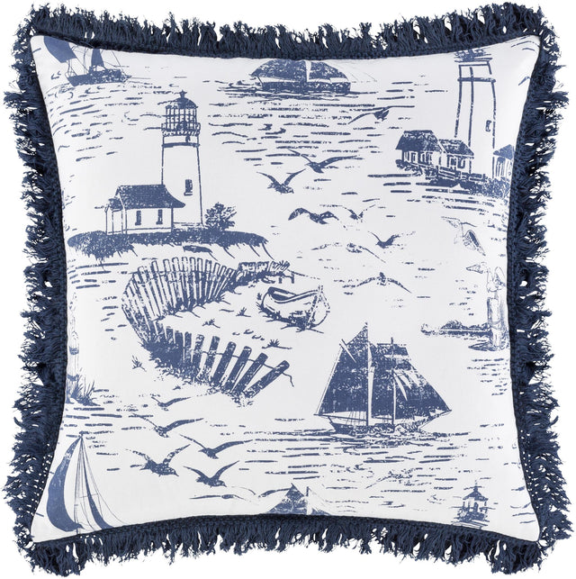 Surya Castaway CWA-001 Dark Blue Ink Blue 18"H x 18"W Pillow Cover