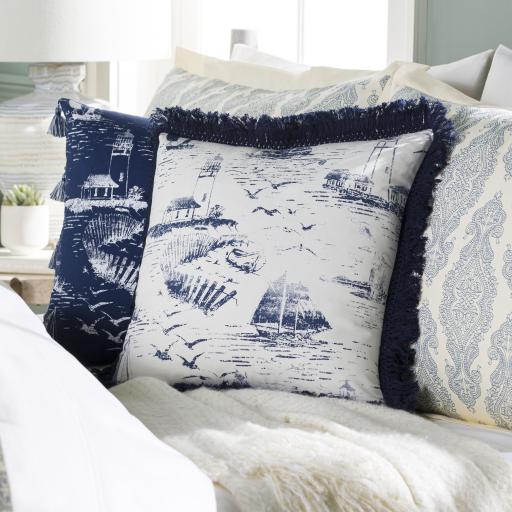 Surya Castaway CWA-001 Dark Blue Ink Blue 18"H x 18"W Pillow Cover