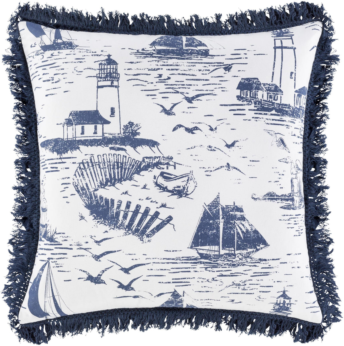 Surya Castaway CWA-001 Dark Blue Ink Blue 18"H x 18"W Pillow Kit