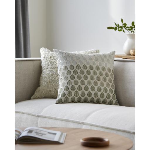Surya Fabuleuse FBU-003 Dusty Sage Light Beige 20"H x 20"W Pillow Kit