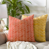 Surya Lachen LHN-014 Burnt Orange Cream 18"H x 18"W Pillow Cover