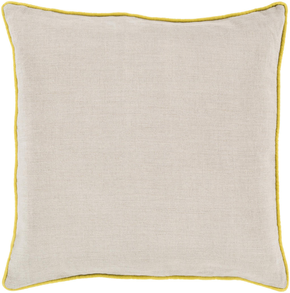 Surya Linen Piped LP-003 Taupe Yellow 22"H x 22"W Pillow Cover