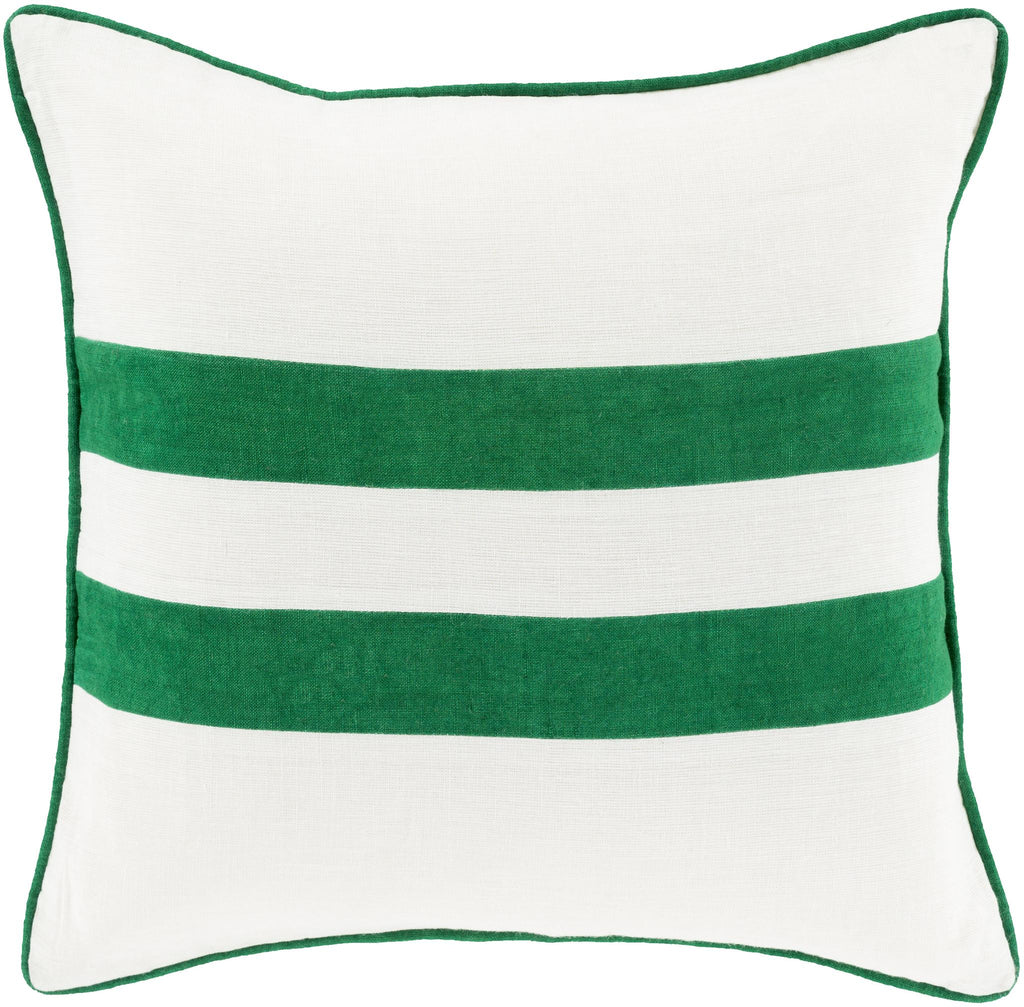 Surya Linen Stripe LS-006 Cream Emerald 20"H x 20"W Pillow Kit