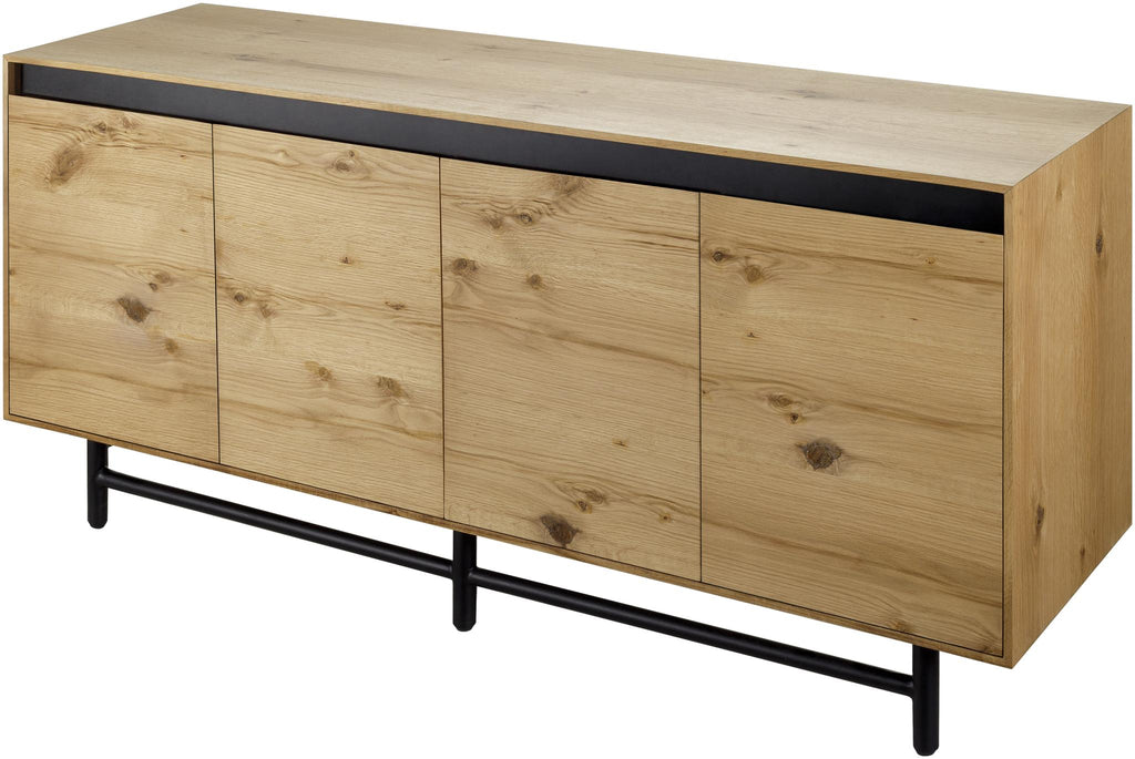 Surya Molander MLDR-001 Black Wood 30"H x 64"W x 18"D Furniture
