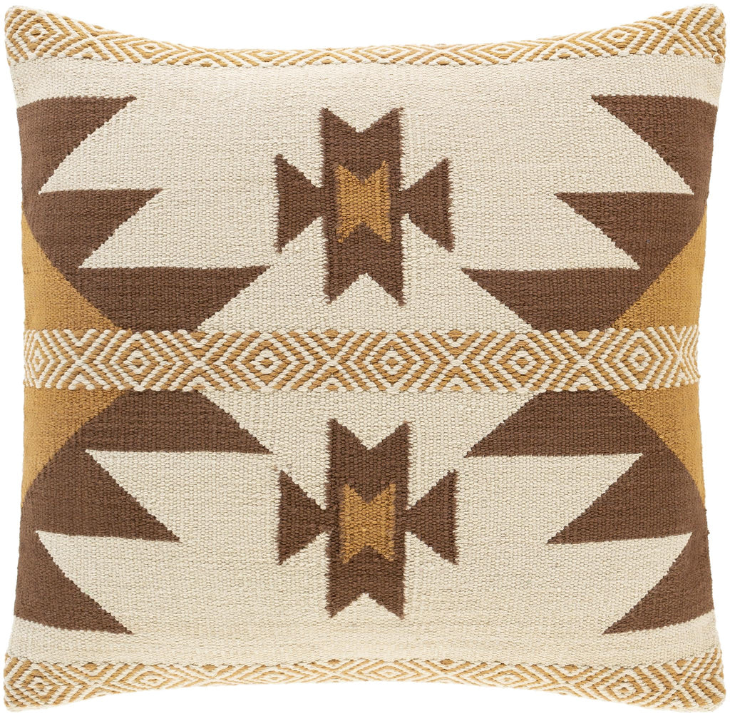 Surya Andrea NDR-002 Brown Cream 20"H x 20"W Pillow Cover