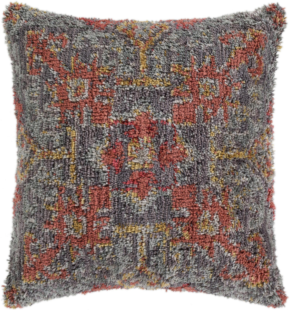 Surya Yuri YRI-004 Brick Red Charcoal 18"H x 18"W Pillow Cover