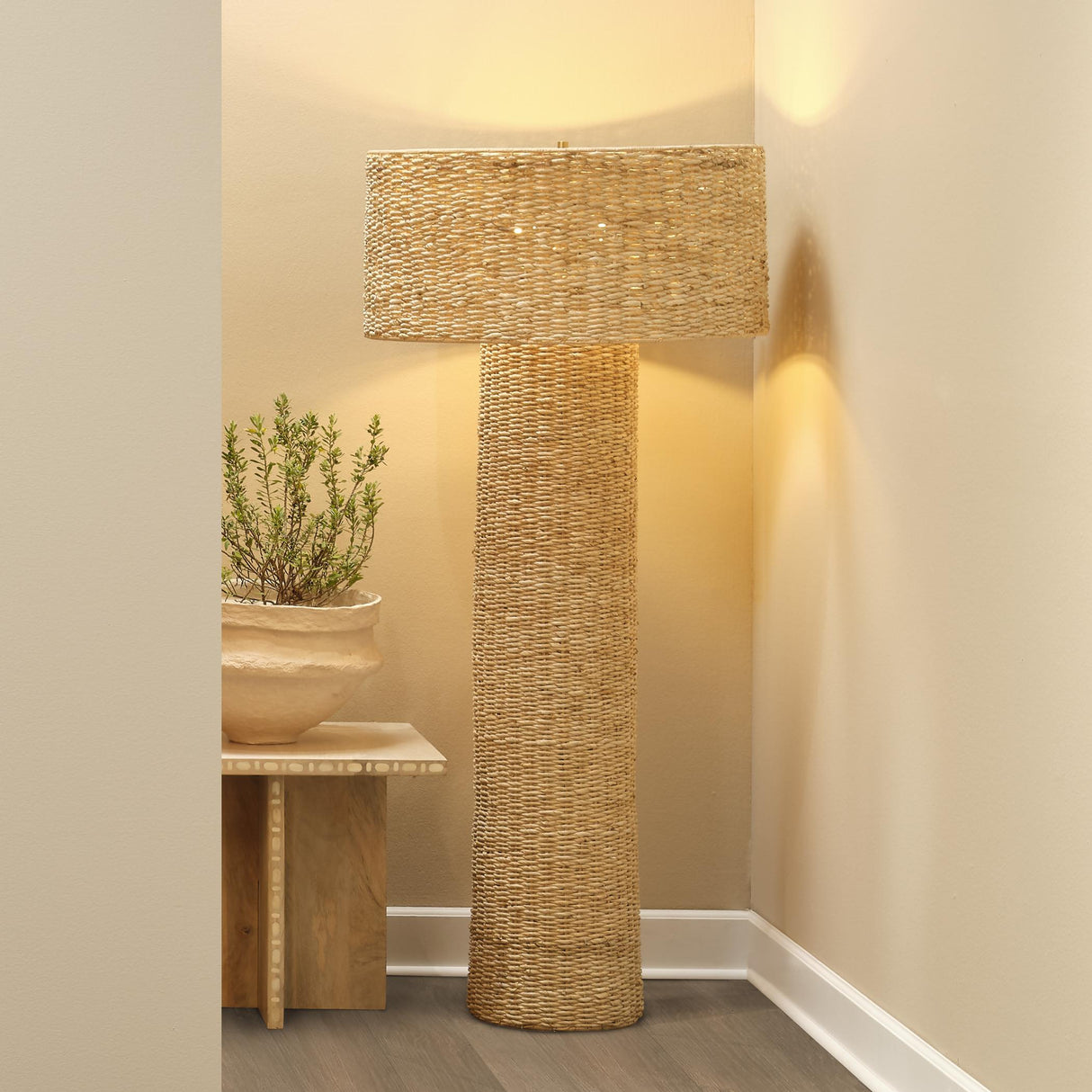 Jamie Young Big Island Woven 2-Light Floor Lamp, Natural
