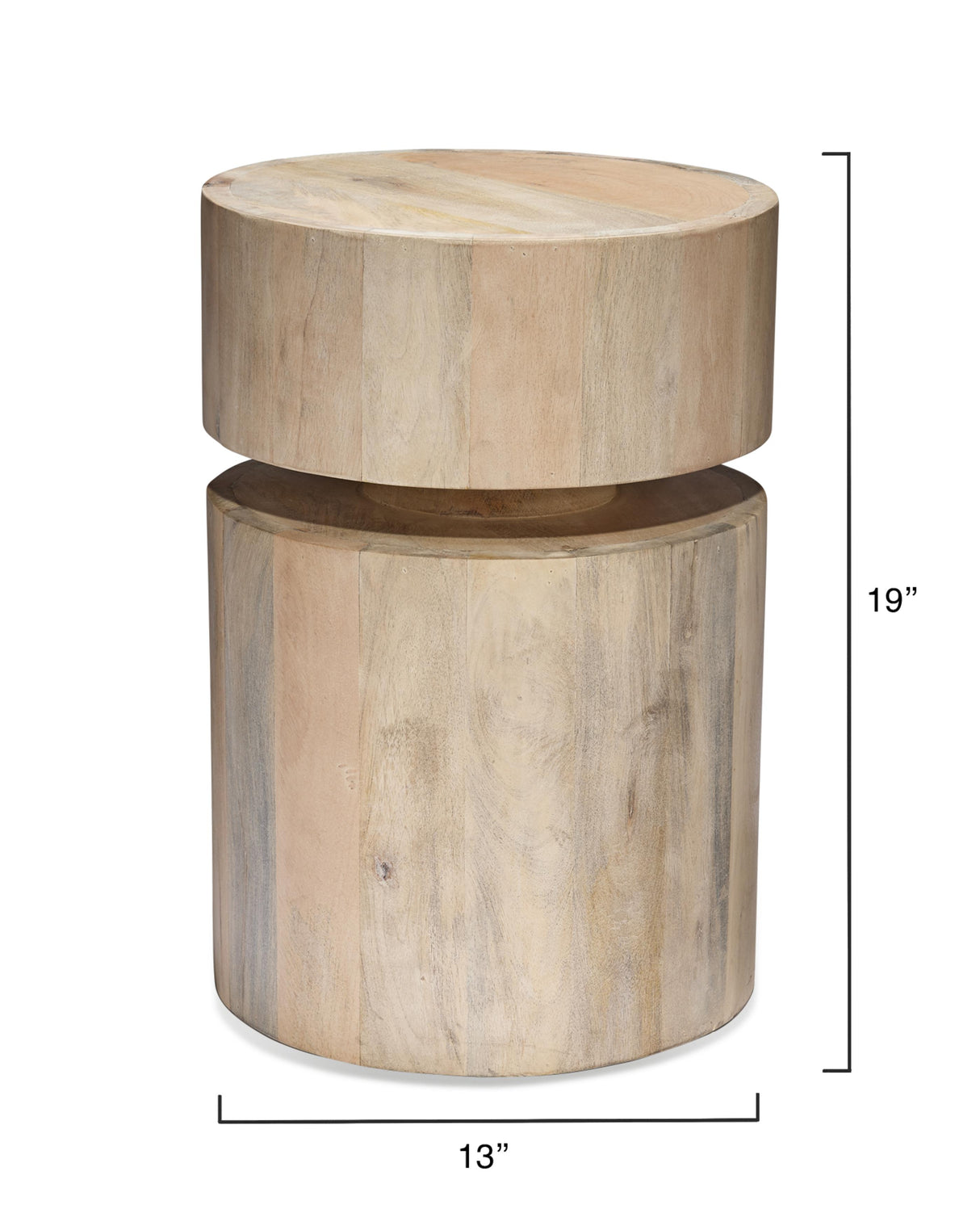 Jamie Young Dylan Wood Round Side Table, White Wash