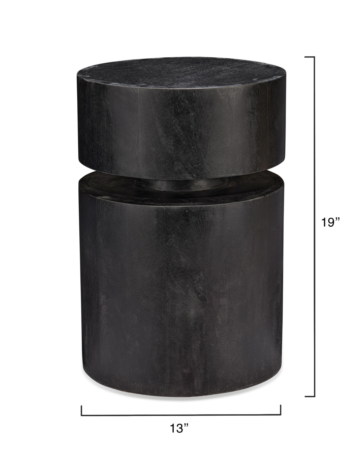 Jamie Young Dylan Wood Round Side Table, Charcoal