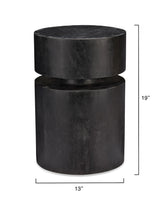 Jamie Young Dylan Wood Round Side Table, Charcoal