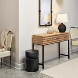 Jamie Young Dylan Wood Round Side Table, Charcoal