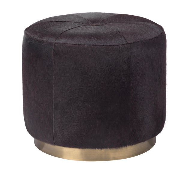 Jamie Young Thackery Hide On Roud Pouf, Small