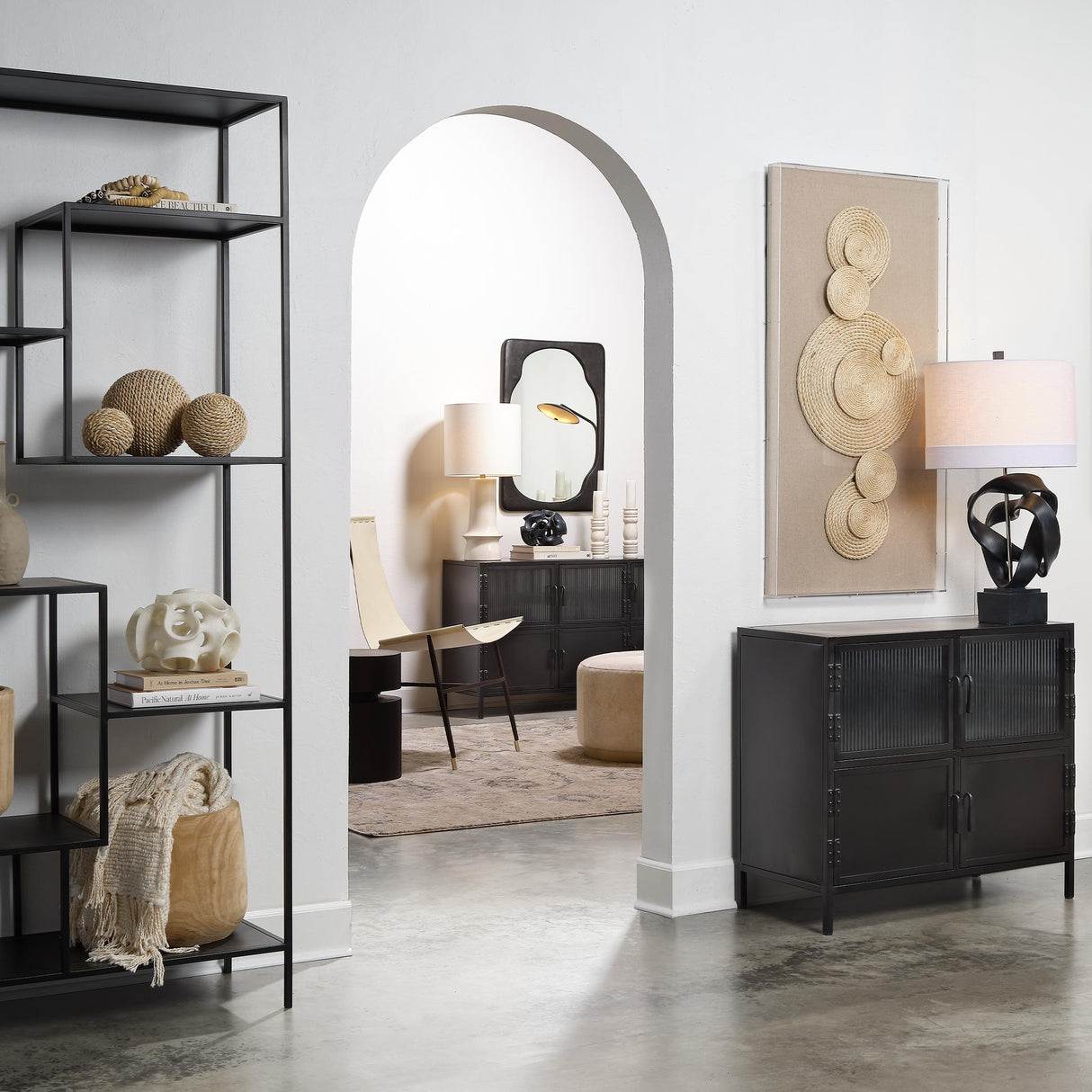 Jamie Young Vitrino 4 Door Iron Side Table