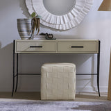 Jamie Young Woven Leather Ottoman, White