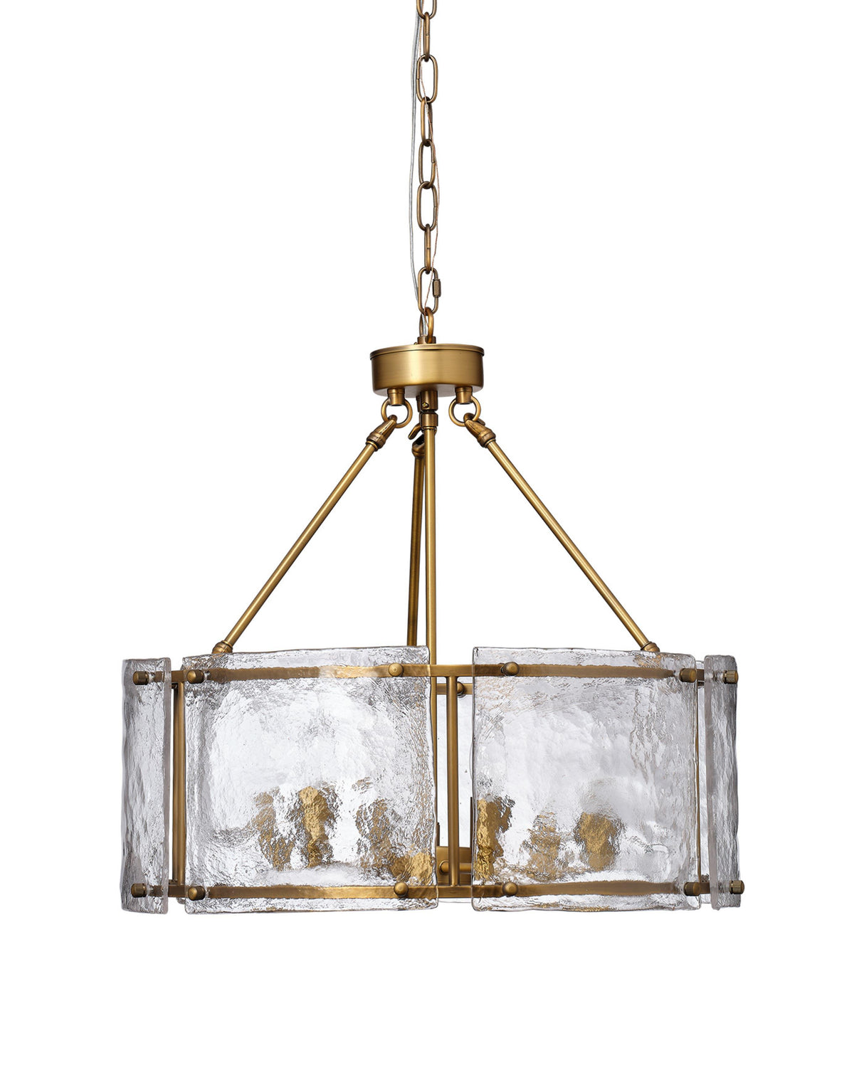 Jamie Young Glenn Large Round Metal 6-Light Chandelier, Antique Brass