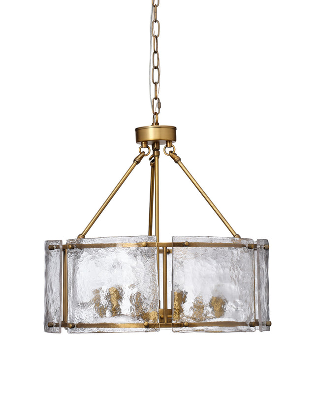 Jamie Young Glenn Large Round Metal 6-Light Chandelier, Antique Brass