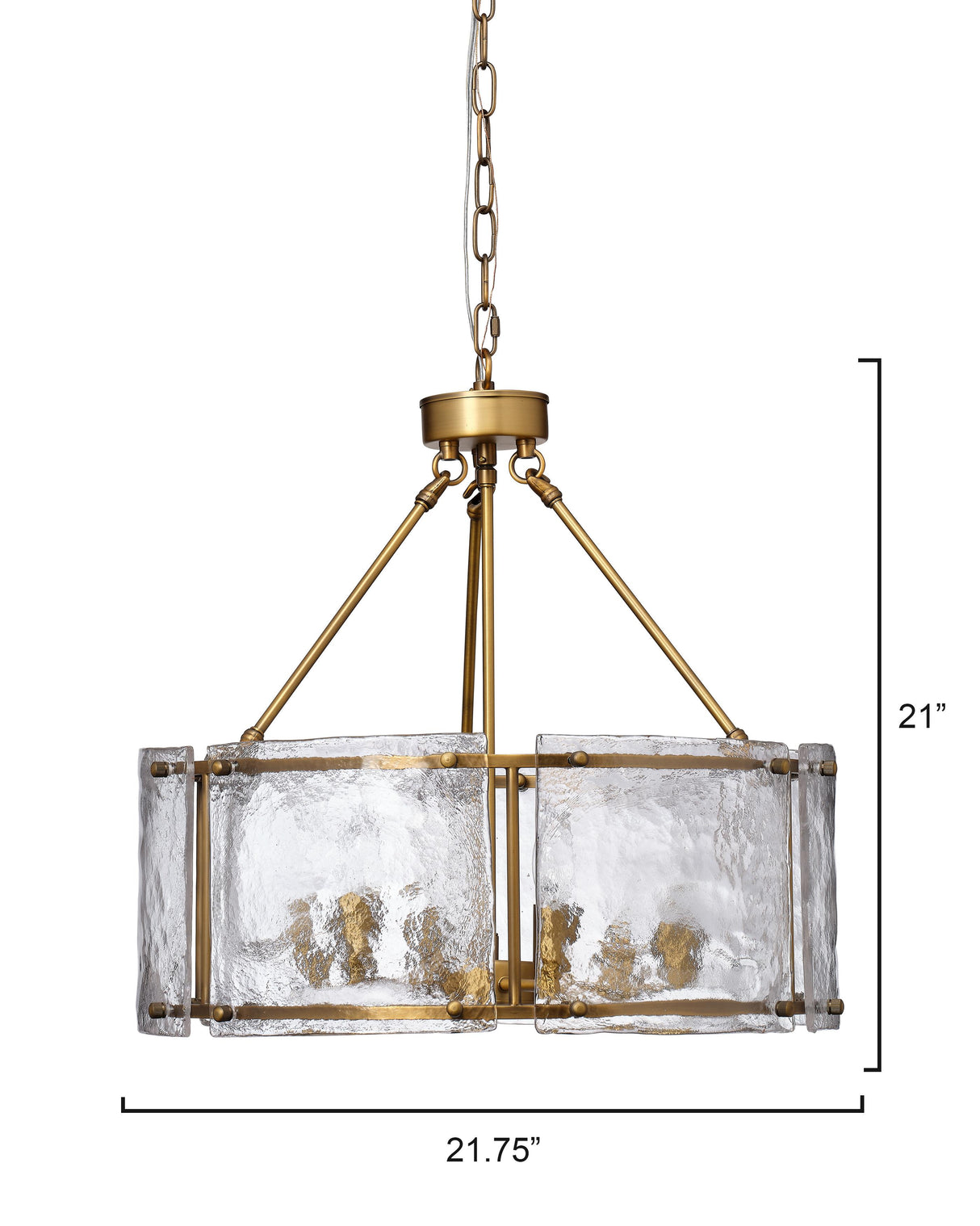 Jamie Young Glenn Large Round Metal 6-Light Chandelier, Antique Brass