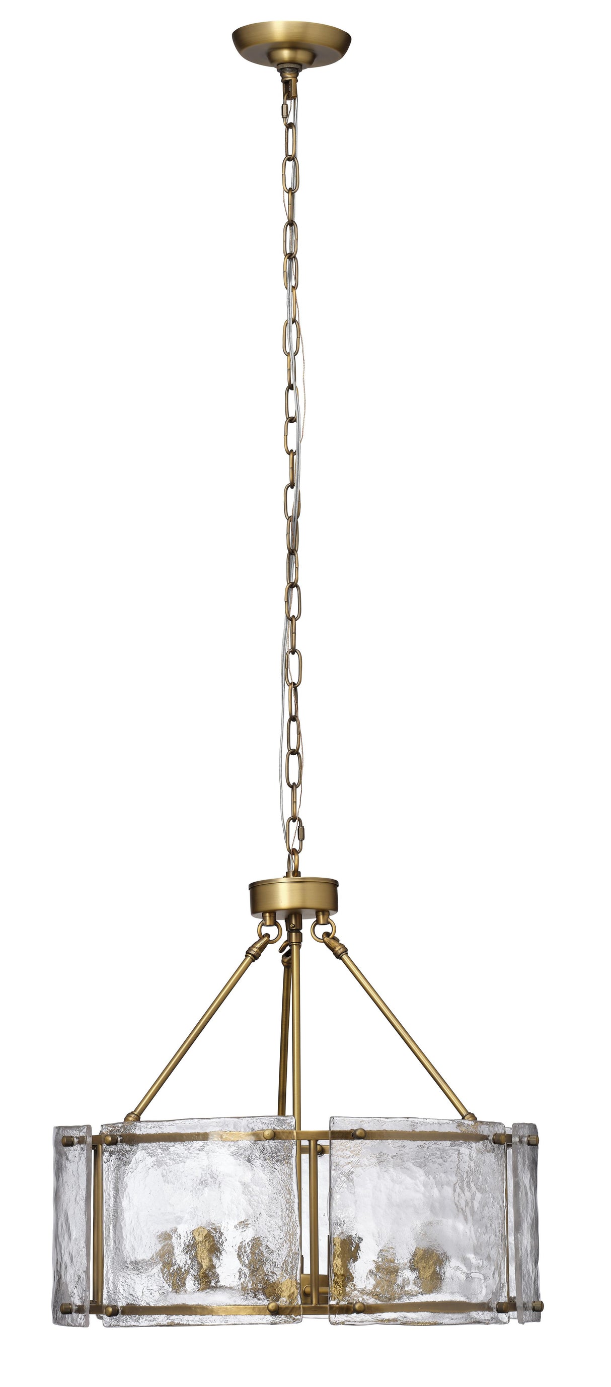 Jamie Young Glenn Large Round Metal 6-Light Chandelier, Antique Brass