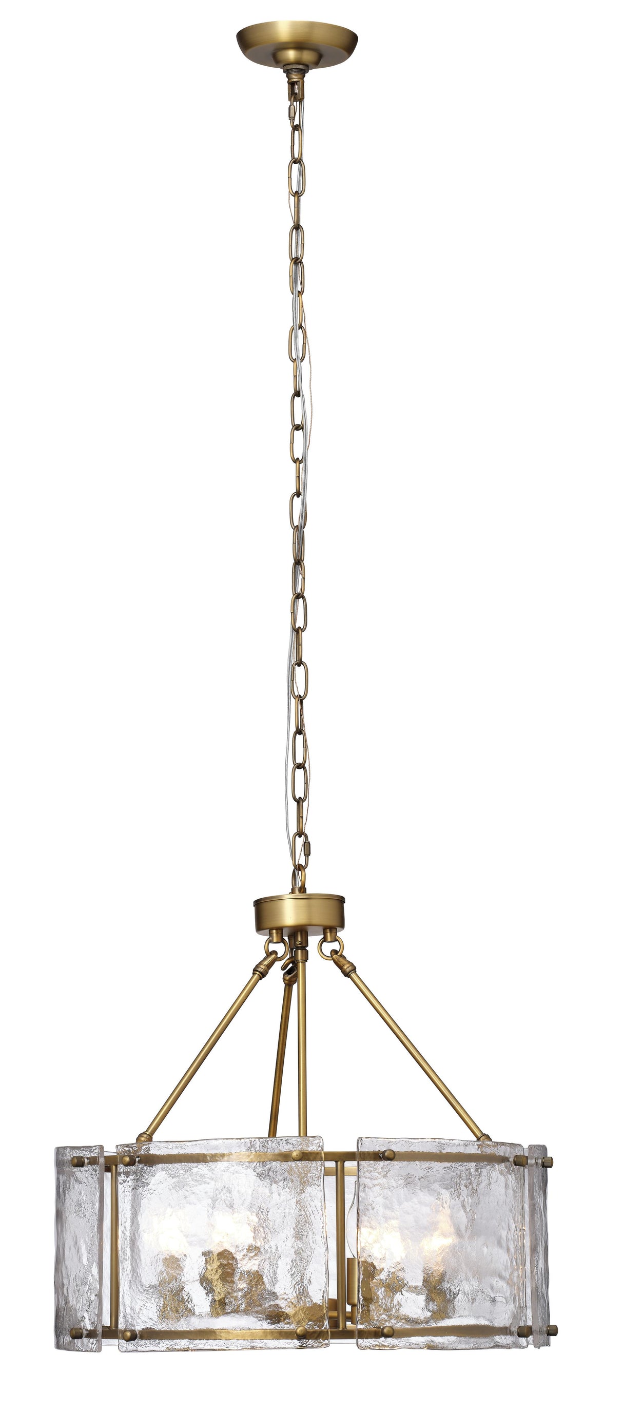 Jamie Young Glenn Large Round Metal 6-Light Chandelier, Antique Brass