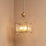 Jamie Young Glenn Small Square Metal 4-Light Chandelier, Antique Brass