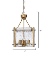 Jamie Young Glenn Small Square Metal 4-Light Chandelier, Antique Brass
