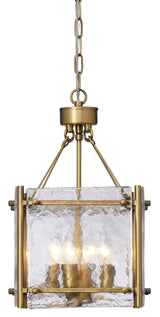 Jamie Young Glenn Small Square Metal 4-Light Chandelier, Antique Brass