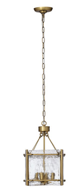 Jamie Young Glenn Small Square Metal 4-Light Chandelier, Antique Brass
