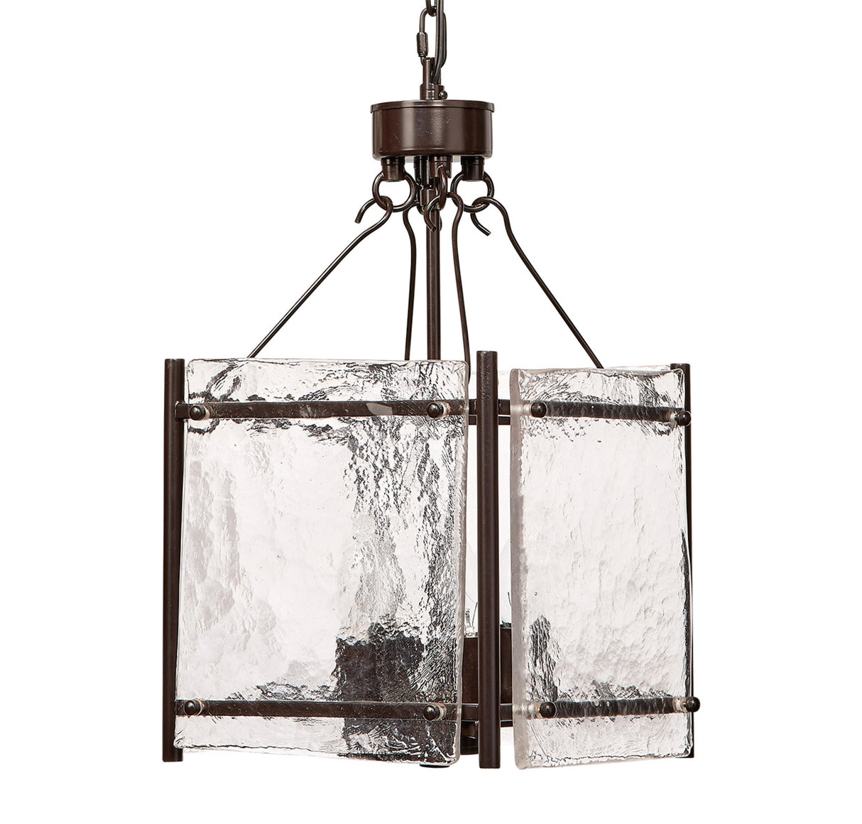 Jamie Young Glenn Small Square Metal 4-Light Chandelier, Bronze