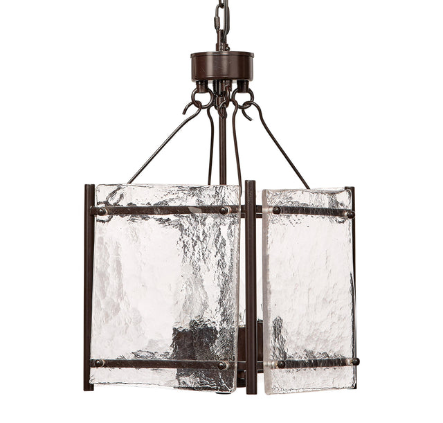 Jamie Young Glenn Small Square Metal 4-Light Chandelier, Bronze