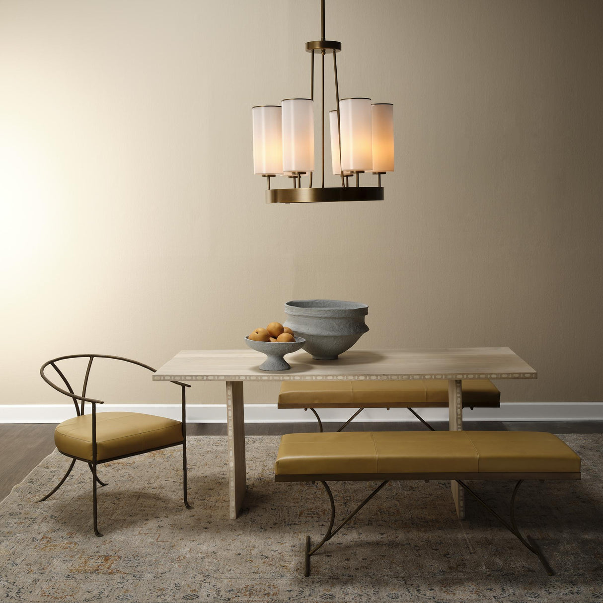 Jamie Young Kingdom Glass 6-Light Chandelier, Antique Brass