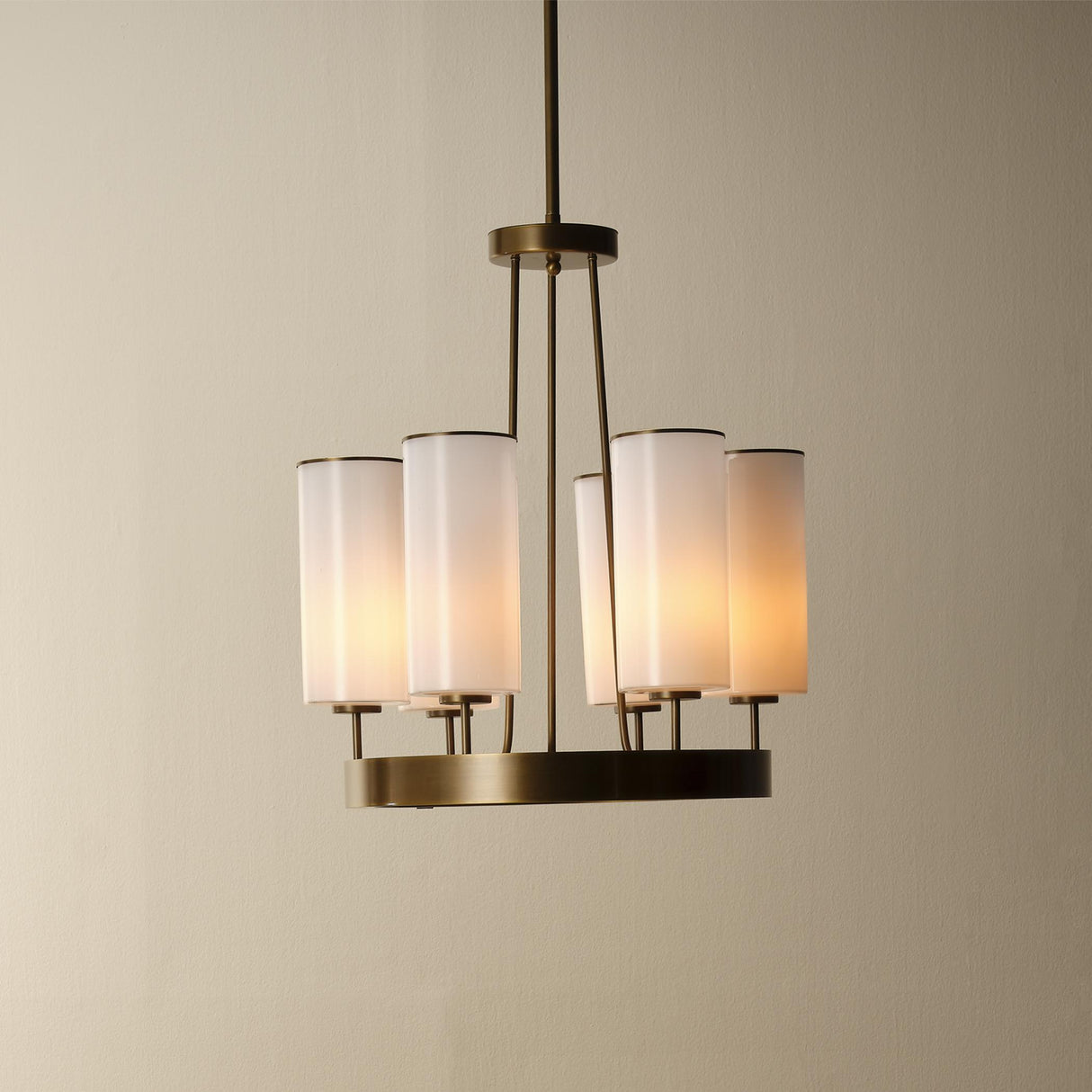 Jamie Young Kingdom Glass 6-Light Chandelier, Antique Brass