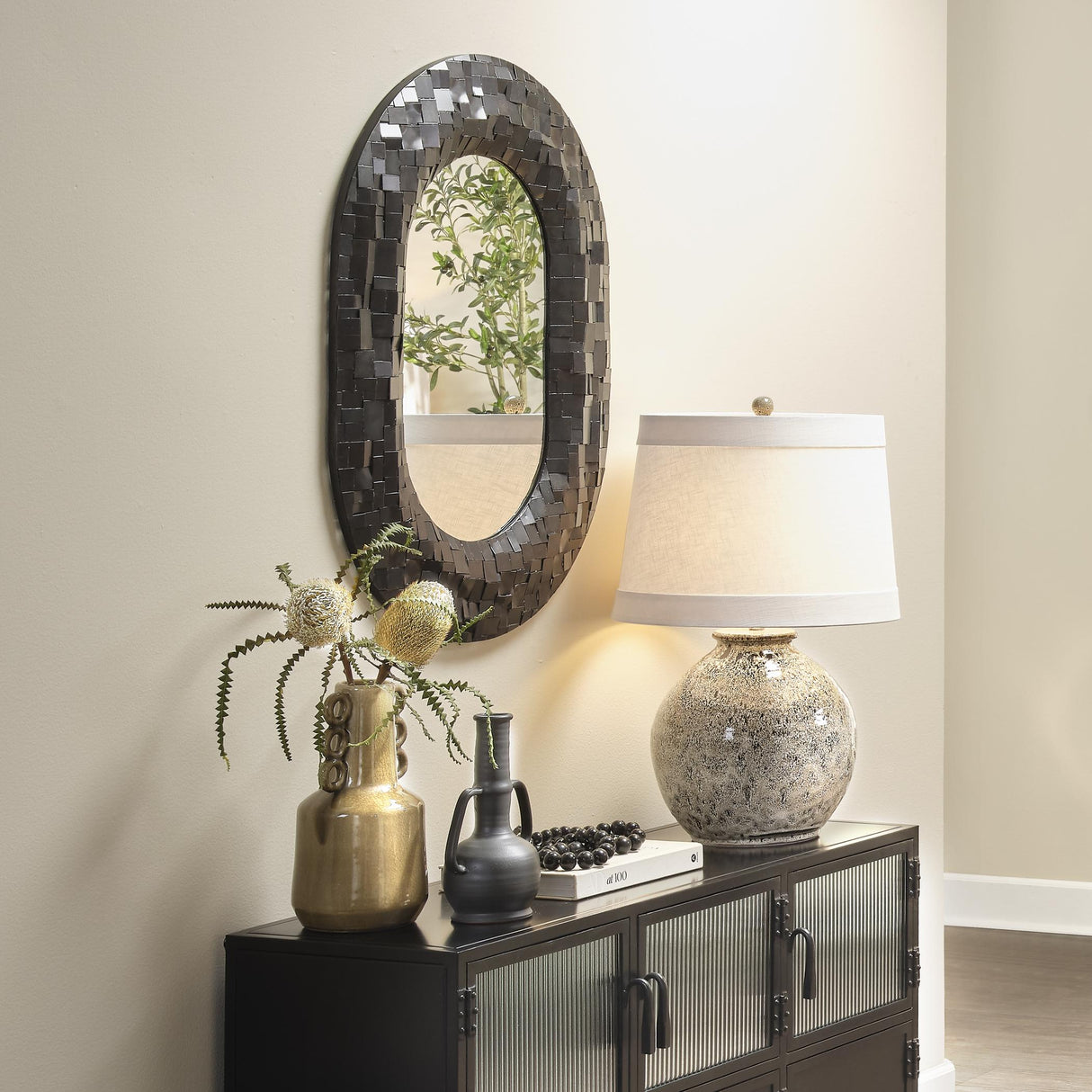 Jamie Young Enigma Iron Oval Wall Mirror