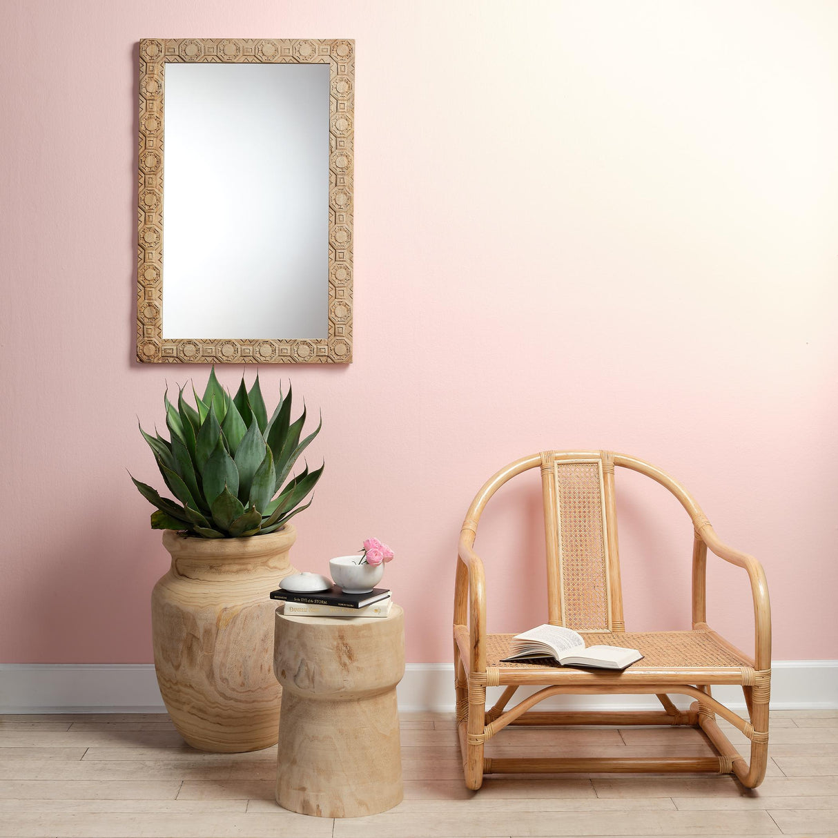 Jamie Young Relief Wood Carved Rectangle Wall Mirror