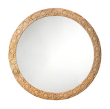 Jamie Young Relief Wood Carved Round Wall Mirror