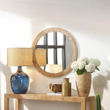 Jamie Young Relief Wood Carved Round Wall Mirror