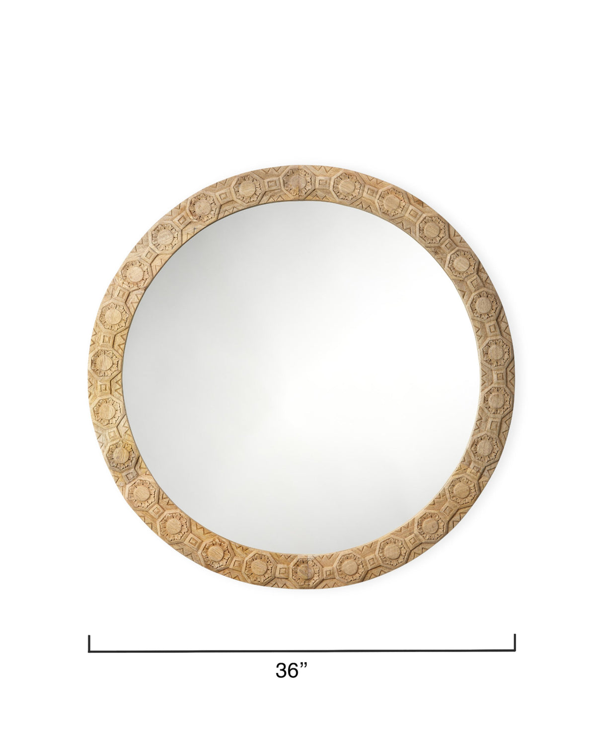 Jamie Young Relief Wood Carved Round Wall Mirror