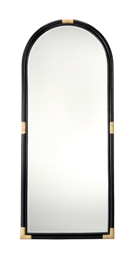 Jamie Young Saltwater Arch Rattan Floor Mirror, Black