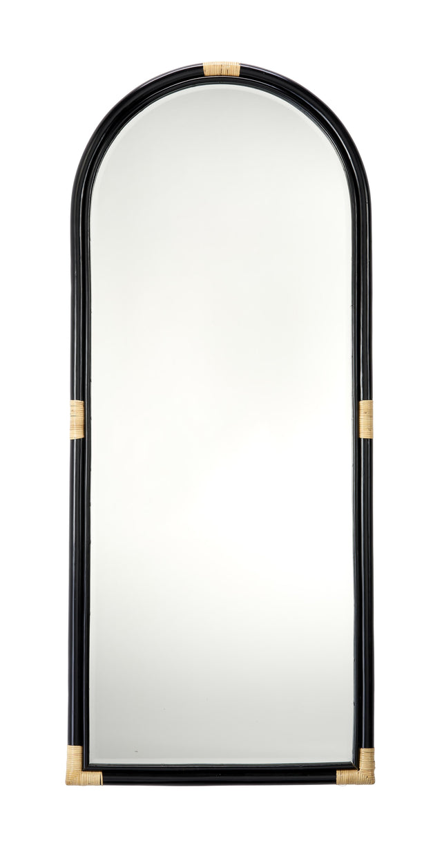 Jamie Young Saltwater Arch Rattan Floor Mirror, Black