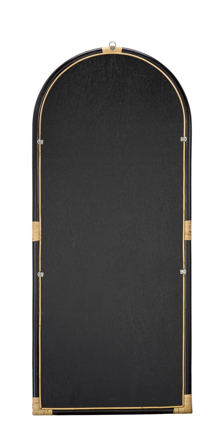 Jamie Young Saltwater Arch Rattan Floor Mirror, Black